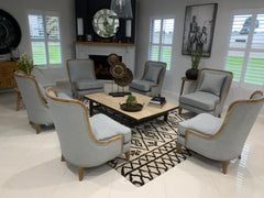 Reupholstered arm chairs