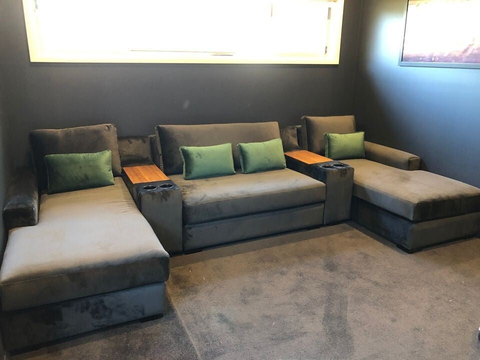 Larkham Double Chaise Lounge With Two Tassie Oak Consoles - Leisure Lounges