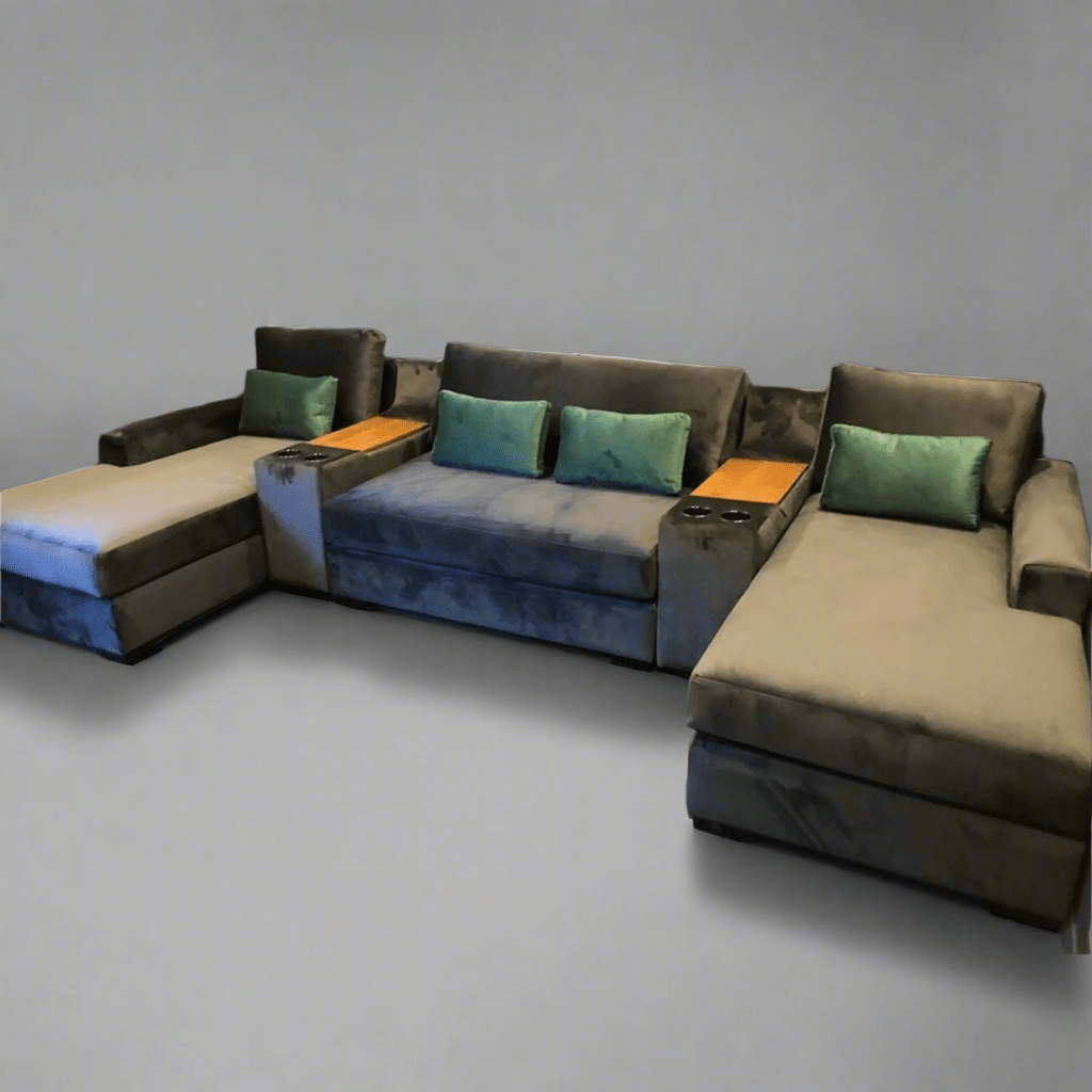 Larkham Double Chaise Lounge With Two Tassie Oak Consoles - Leisure Lounges