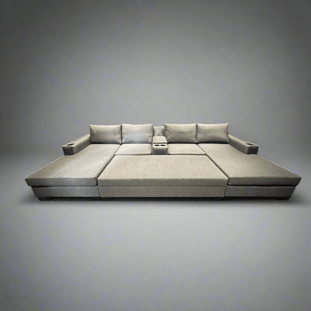 Larkham double chaise lounges with centre console & ottoman - Leisure Lounges