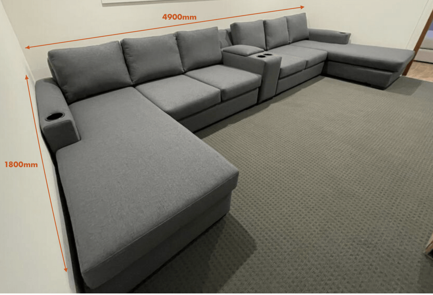 Larkham Large Dual chaise with centre console - Leisure Lounges